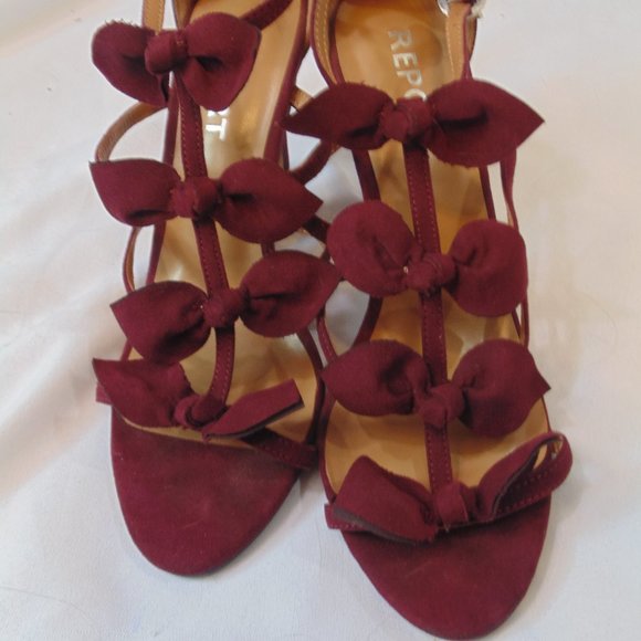 Report Shoes - Report Heels Womens Size 7 1/2 Maroon Strappy Bow Tie Shoes Kiari